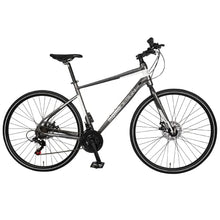 MOMODESIGN Hybrid Bike Shimano 21 Speeds with Disc Brake, 700C Anti-Puncture Wheels Gray