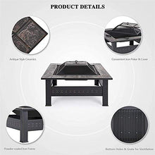 Garden Fire Pit Portable Grill Barbecue Rack 31 Inch Large Bonfire Wood Burning Patio & Backyard Firepit for with Spark Screen, Poker, and Round Fireplace Cover with Cover BBQ Cooking