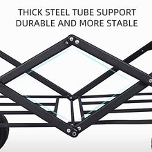 Heavy Duty Steel Collapsible Folding Wagon, 100Kg Outdoor Beach Garden Utility Wagon Cart W/8'' All Terrain Wheels, Portable Adjustable Handle Camping Cart W/Cup Holders,B-5''