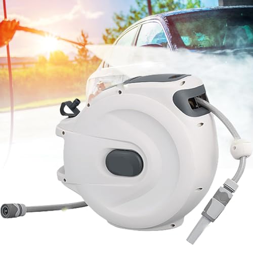 FENOKD Hose Reel-Outdoor Water Hosereel,Wall Mounted Retractable Garden Hose Reel,20+2M/30+2M/40+2M,with Automatic Same-Layer Pipe Drainage.30 Meters