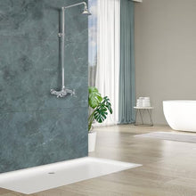 Outdoor Exposed Shower System 36"Wall Mounted Set with 12"Shower Head and Cross Handels in Chrome