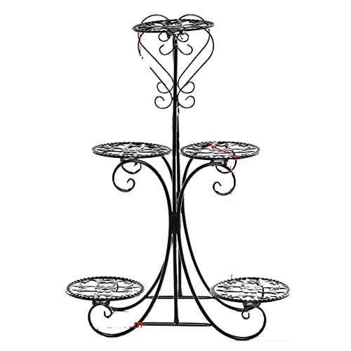 MIIKHI Plant Stand 4/5 Tier Nordic Iron Flower Pot Rack Plant Stand Flower Stand Shelves Bonsai Display Shelf Yard Garden Patio Balcony Flower Stand