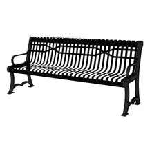 COATEDOUTDOORFURNITURE Bench, Black, Slatted, 4Ft, with Back, Portable