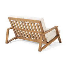 Christopher Knight Home Eartha Outdoor Loveseat Set with Coffee Table, Teak Finish, Beige