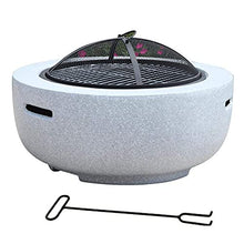 Fire Pit Table with Grill Shelf, 75cm Magnesium Oxide Artificial Stone Base (3 in 1Fire Pit Square Table & Grill)