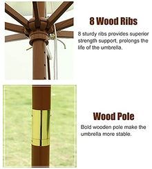 YYBOES Patio Umbrella Outdoor,White Garden Patio Umbrella, Outdoor Market Table Umbrella with Wood Pole, Weatherpoof and Protected Shade Canopy Parasol, Pool/Beach/Deck/Lawn