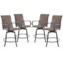 Soohow Patio Bar Stools Set of 4, Outdoor Swivel Barstools with Paded Textilene Fabric, All Weather Outdoor Bar Height Chairs, Ergonomic Comfort Tall Swivel Patio Chair for Balcony, Poolside, Lawn