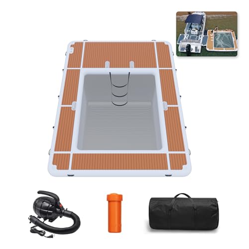 AIRMAT FACTORY Inflatable Floating Dock Swim Air Dock Platform 13x10FT As Picture