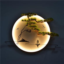 YXIANG56Q Fake Plants Chinese-Style Simulated Welcoming Pine Mural Decoration for Living Room Walls and Home Furnishings Bonsai Tree(Large)