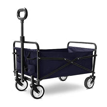 PUCNHZYNW Handcart, Folding Garden Trolley Cart Heavy Duty Wagon Multi-Function Shopping Cart for Outdoor Camping Beach Supermarket Pull Truck with 4 Wheels, Load 60Kg/Black