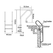 Pool Ladder 304 Stainless Steel Swimming Pool Handrail for Indoor Outdoor Garden Pool 250lbs Load Capacity Need to be Embedded / 3 Step / 1mm (3 Step 1mm) (2 Step 1.2mm)