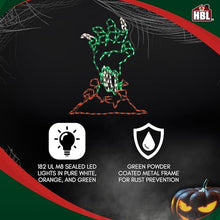 Holiday Bright Lights Zombie Hand 36"x26" LED Lighted Outdoor Halloween Décor with White, Orange, Green Lights