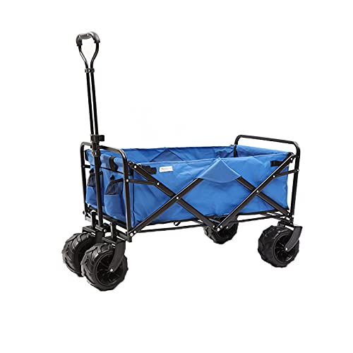 Foldable Garden cart 360 ° Wheels Capacity up to 120 kg Adjustable handrails Transport cart for Beach Garden Fishing Camping Outdoor (Upgraded Blue)
