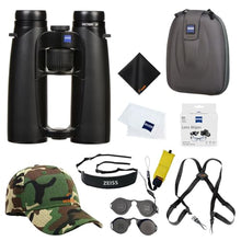 ZEISS 10x42 Victory SF Binoculars Bundle with Harness Strap, Camo Hat, Cleaning Cloth & Lens Wipes (Black/Yellow)