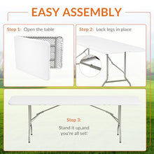 Elevon Folding Table Set with 10 White Folding Chairs,8 Feet Heavy Duty Fold-in-Half Utility Table Sets for Picnic, Event, Training, Outdoor Activities, at Home and Commercial Use