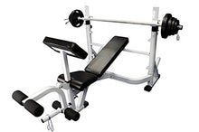 Ader Sporting Goods Olympic Universal Bench with EZ Grip Plates & Bar - White