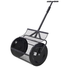 GRERON Compost Spreader, 36 Inch Heavy Duty Steel Mesh Lawn Spreader with Rolling Drum, Peat Moss Top Dressing Spreader for Compost Mulch Soil Manure Garden Lawn Care