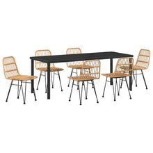LKJVFCPW 7 Piece Garden Dining Set, Patio Furniture Table and 6 Chairs, Modern Brown Steel Outdoor Dining Group for Backyard, Deck, and Lawn