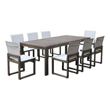 Pemberly Row 9-Piece Modern Aluminum Dining Set Brown