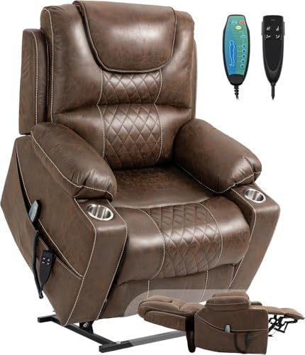 HTERWQEA Dual Motor Power Lift Recliner for Big Tall with Massage Heat