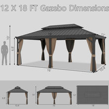 Yardsight 12' x 18' Hardtop Gazebo with Aluminum Frame and Steel Double Roof