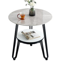 Side Table, Round Side Table with Storage Small Bedside with Metal Frame Modern Nightstand