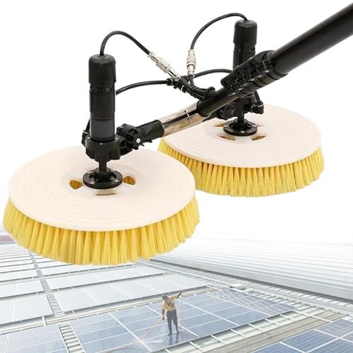 Electric Solar Panel Cleaning Brush and Rod, Water Fed Rod Brush, Extendable Roof Shingle Brush, for Roof, Solar Panel, House Siding, Deck, Pool,11.5ft(3.5m)