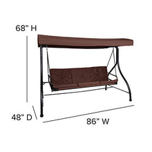 Flash Furniture 3-Seat Outdoor Patio Swing with Canopy, Brown