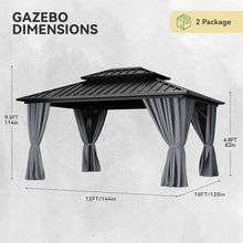 YITAHOME 10X12FT Hard Top Gazebo Aluminum Frame Patios Double Roof Canopy