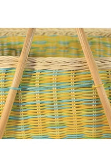 Rattan Picnic Basket - Mix Colors, 40x30 cm, Handwoven Wicker Storage Basket - Multicolor