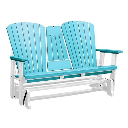 American Furniture Classics Two Person Glider Aruba Blue and White