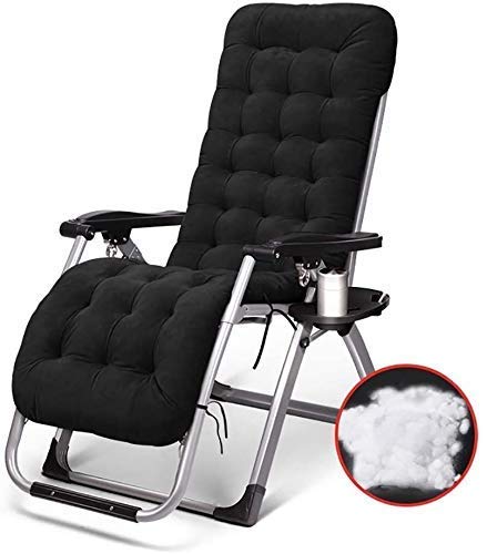 MHJKHG Sun Lounger Gs Sun Loungers Recliners Patio Deck Chair Reclining Outdoor Portable Rocking Chair Supports 200kg with Cushions,Black，Black