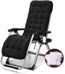 MHJKHG Sun Lounger Gs Sun Loungers Recliners Patio Deck Chair Reclining Outdoor Portable Rocking Chair Supports 200kg with Cushions,Black，Black