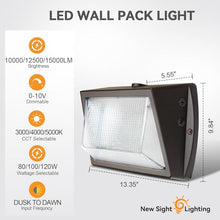 4-Pack LED Wall Pack Light with Dusk to Dawn Sensor, 80W/100W/120W, 3CCT Adjustable, 120-277V, IP65, 0-10V Dimmable, Outdoor LED Security Flood Lighting for Warehouse, Garage, ETL Listed