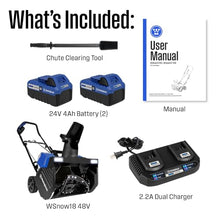 Westinghouse WSnow18 48V Cordless Snow Blower 18 Inch Kit, Steel Auger, LED Light, 1200W Brushless Motor, 25ft Throwing Distance, Plows 650lbs/min, Compatible with Snow Joe Batteries