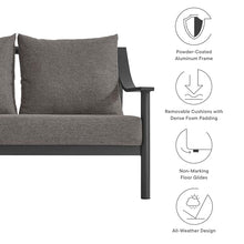 Modway Terrace Aluminum Outdoor Patio Sofa in Carbon Graphite