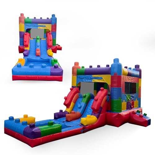 Inflatable Water Slide Bounce House Combo with Dual Lanes, Basketball Hoop, and Splash Pool | 26ft x 12ft x 12ft | Commercial Grade Backyard Water Park | Blower and Storage Bag Included