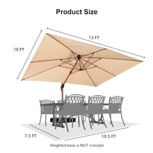 OROTLECT 10' X 13' Rectangular Wood Pattern Cantilever Umbrella,Beige