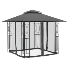 HKTMGDNG 10x10 Patio Gazebo with Mesh Sidewalls Anthracite Steel Tent