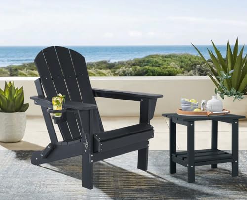 ABCPATIO Set of 6 Adirondack Chair HDPE Cup Holders Heavy Duty Patio Black