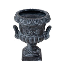 Christopher Knight Home Raden Set of 2 MGO 24.41" H Patio Urn Planter, Mid-Century Modern Urn, Grape Relief Design with Unique Handles, Flower Urn with Drainage Hole, Antique Black