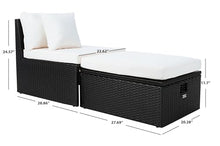 SAFAVIEH Outdoor Pramla Wicker Chaise Lounge, Black/Beige PAT7515A
