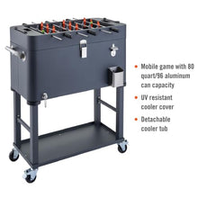 TRINITY 80 Quart Beverage Cooler with Foosball Table Top, Charcoal Gray