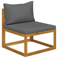 HNSMFPRE Solid Acacia Wood Garden Lounge Set with Cushion and Coffee Table, Outdoor Patio Seating Set for Terrace