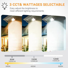 4-Pack LED Wall Pack Light with Dusk to Dawn Sensor, 80W/100W/120W, 3CCT Adjustable, 120-277V, IP65, 0-10V Dimmable, Outdoor LED Security Flood Lighting for Warehouse, Garage, ETL Listed