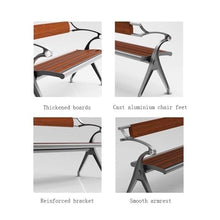 mifortune-e Garden Bench, Park Outdoor Steel Bench, Wooden Double Chair, Garden Patio Lounge Backrest Seat,for Patio(Large)