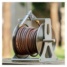 Stainless Steel Wall Mount Hose Reel for 98.4ft Garden Hose, Heavy Duty Outdoor Caddy