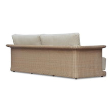 NADAAL STUDIOS Mareth Outdoor Sofa, Tulip Shape, Woven Wicker & Cushioned Seating, Beige - Seats 3