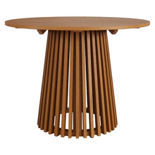 Modway Lane 39 Inch Teak Wood Outdoor Round Dining Table for 4 in Natural – Slatted Patio Table with Umbrella Hole and Pedestal Base for Patio, Balcony, Deck, Backyard, Terrace Or Sunroom