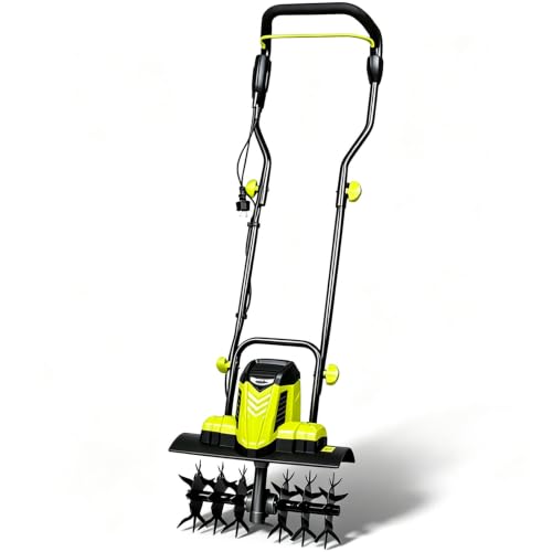thlabe Electric Tiller 14" Tilling Width, 9" Depth for Soil Preparation Weeding and Gardening